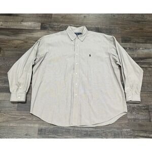 Polo Ralph Lauren Blake Mens Button Up‎ Down Shirt Plaid Blue Tan XL Preppy Work